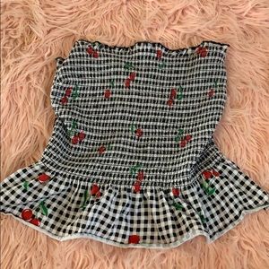 cherry print ribbed tube top